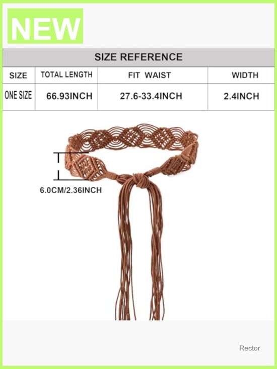 Bohemian Woven Rope Braid Waist Belt - Sash Style, One Size